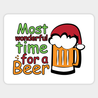 It's The Most Wonderful Time for a Beer Funny Drinking Christmas Design Magnet